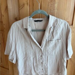 Zara Light Beige Button-Down Shirt